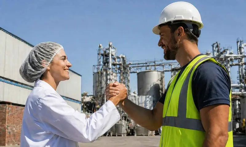 Intérimaire souriant dans un entrepôt